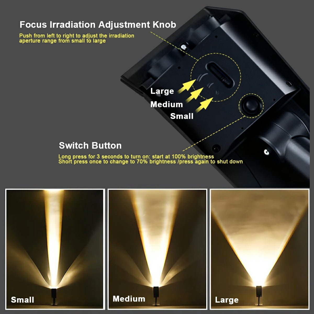 Solar LED Landscape Spot Light, Multi-Zoom, IP65 Waterproof