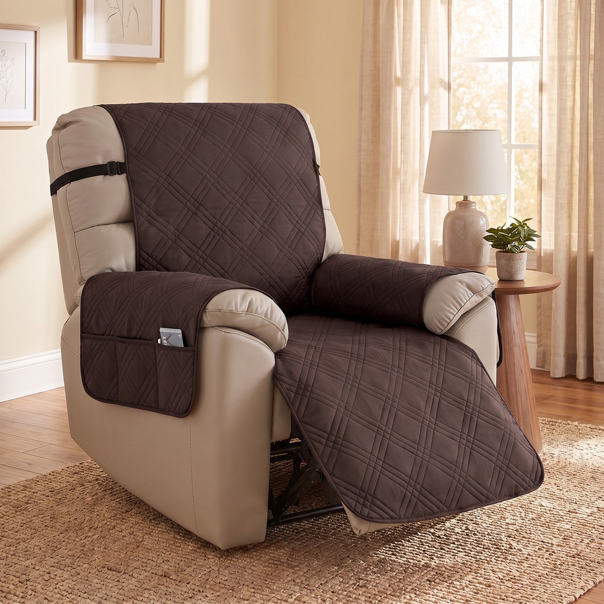 Recliner Cover in Chocolate on a recliner