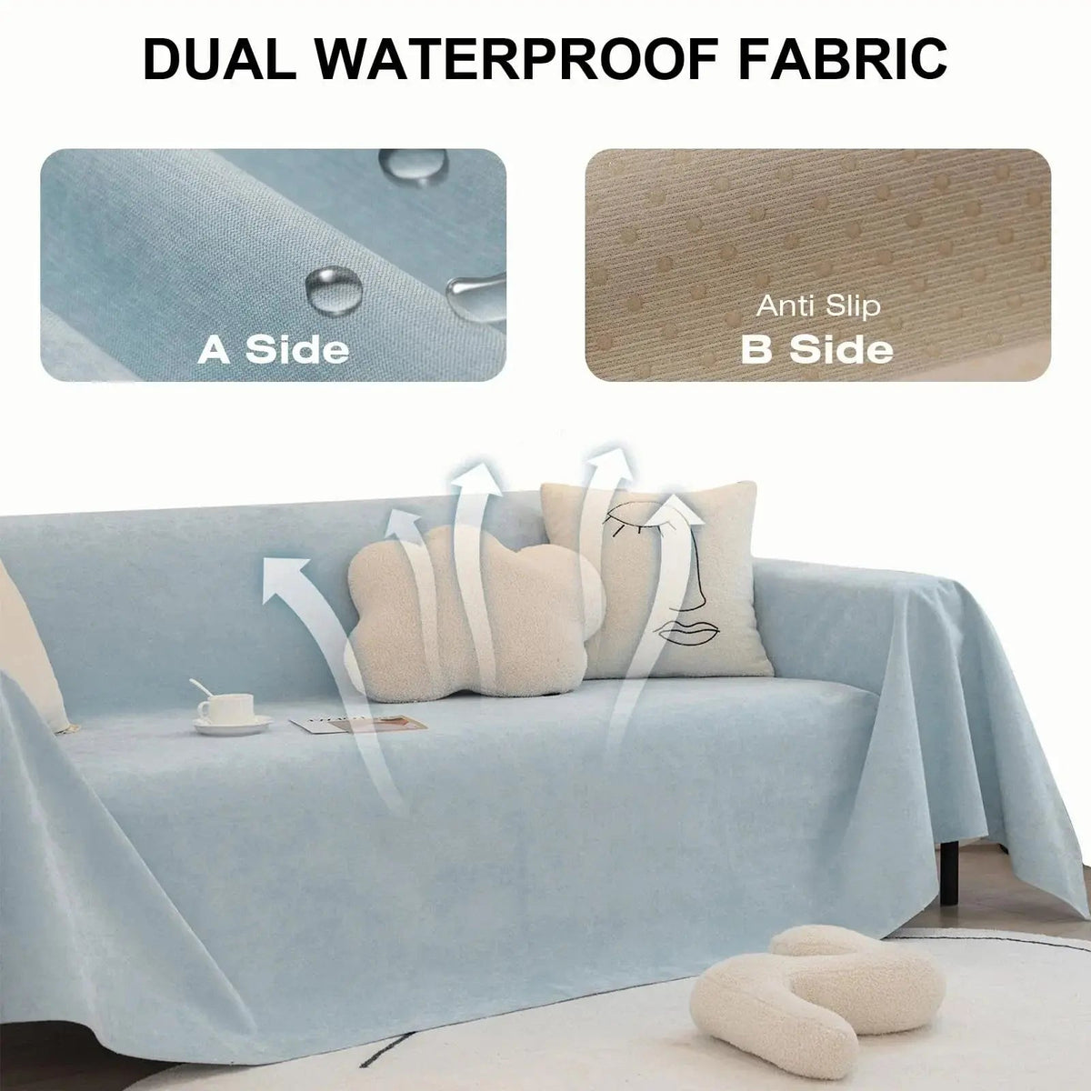 Waterproof top and anti slip back of the sofa cover