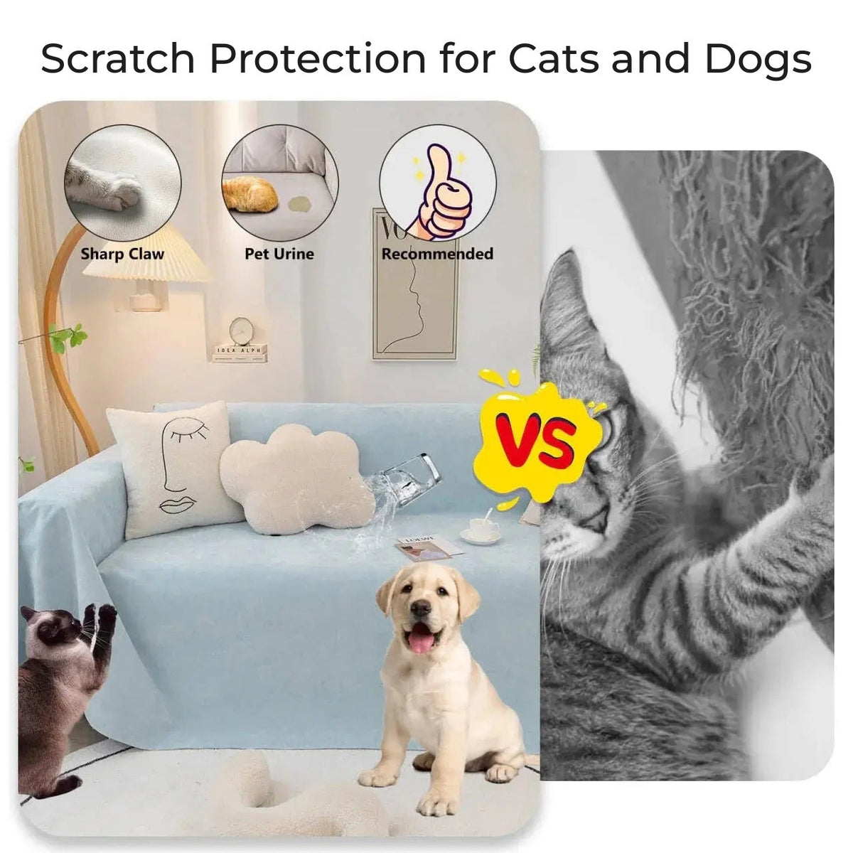 Waterproof sofa cover with scratch and pet protection
