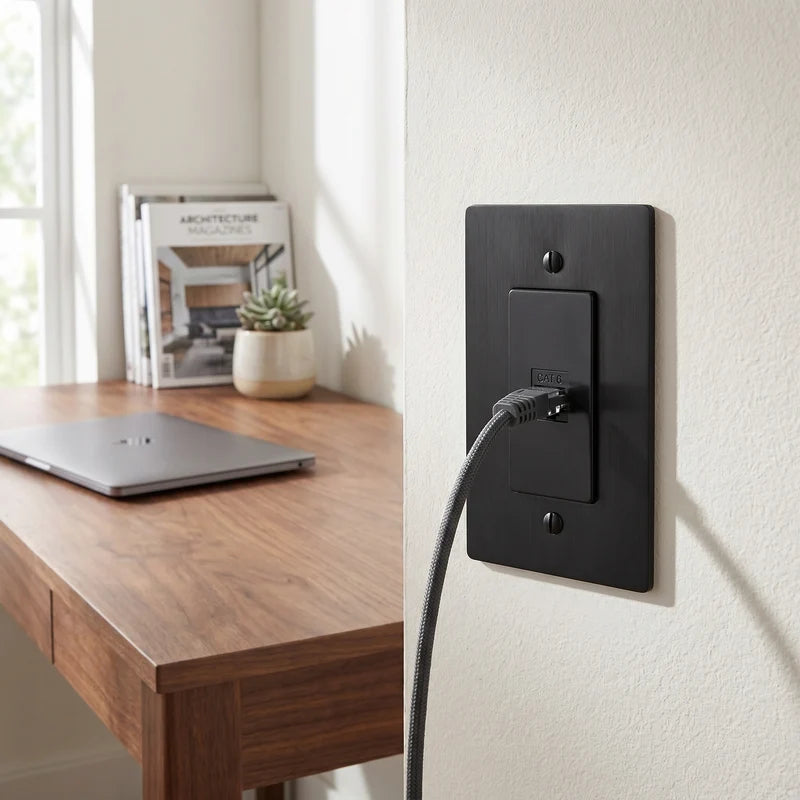Brass Wall Plate, TV, Phone and Internet, Retro Panel