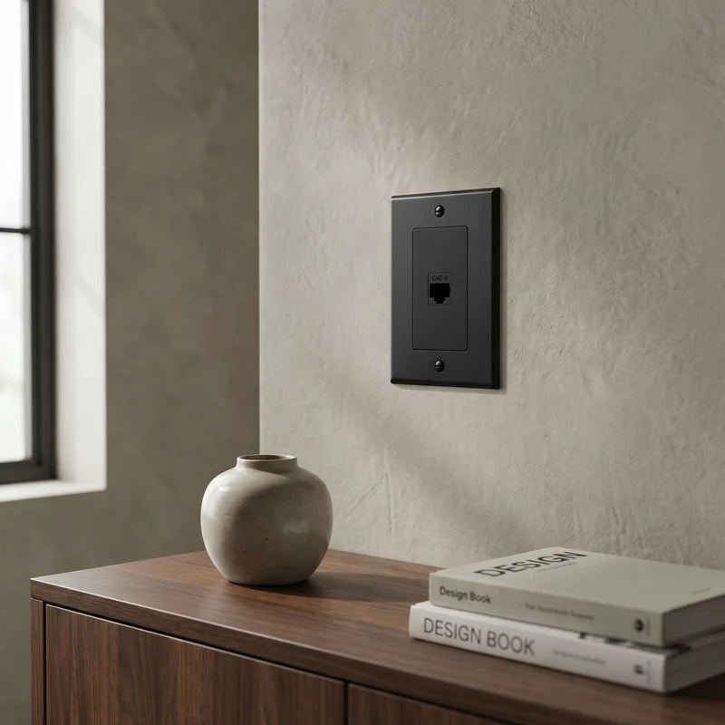 Brass Wall Plate, TV, Phone and Internet, Retro Panel