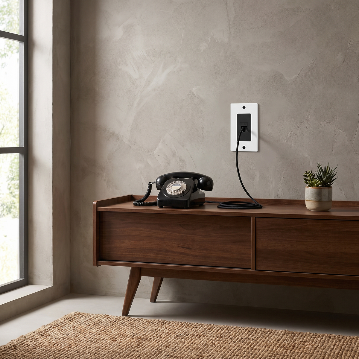 Brass Wall Plate, TV, Phone and Internet, Retro Panel