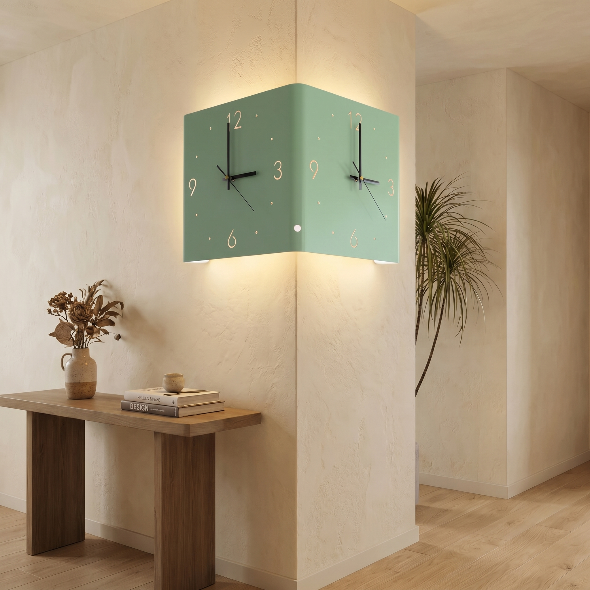 Wall Clock Lamp, Metal and Acrylic, Motion Sensor, USB and Battery