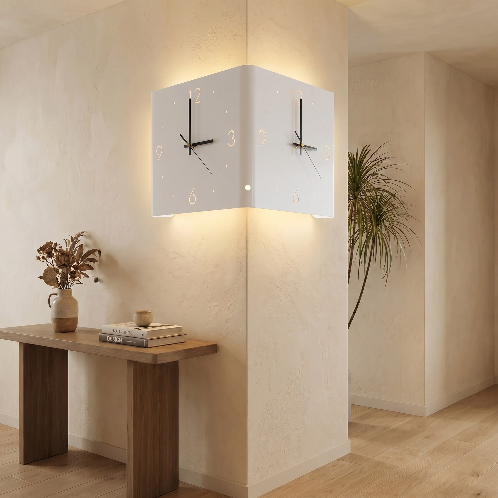 Wall Clock Lamp, Metal and Acrylic, Motion Sensor, USB and Battery