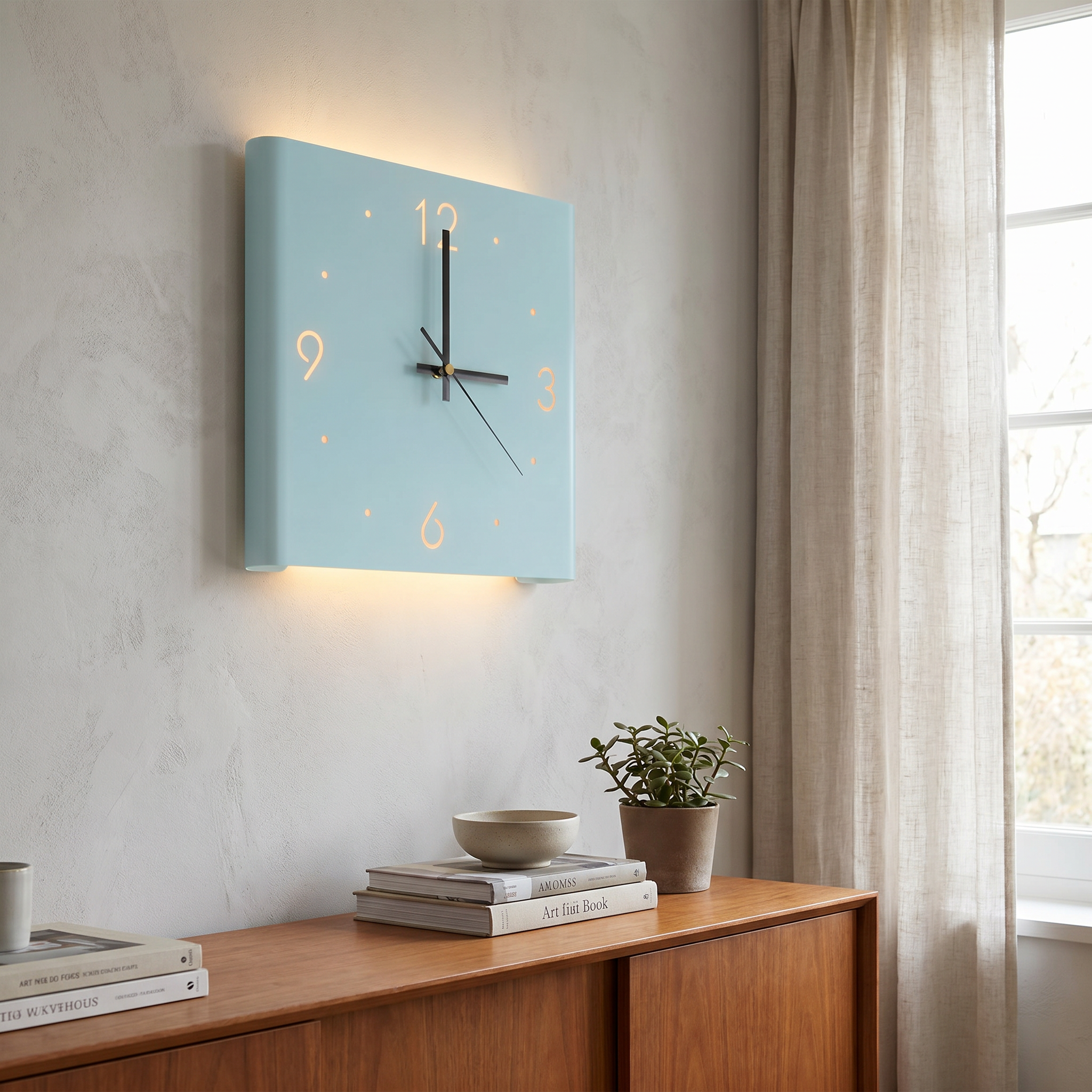Wall Clock Lamp, Metal and Acrylic, Motion Sensor, USB and Battery