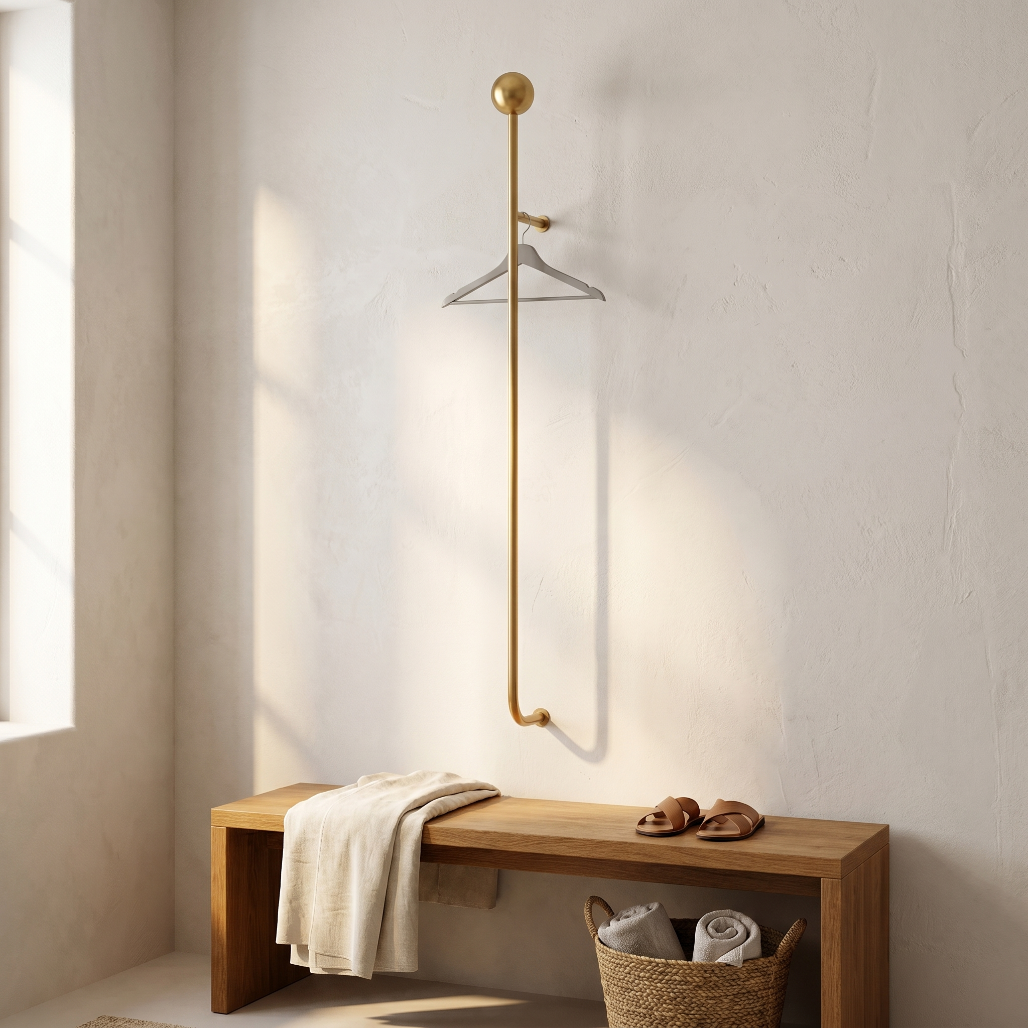 Wall-Mounted Clothes Rack, Iron, Six Hooks, White, Black, or Gold