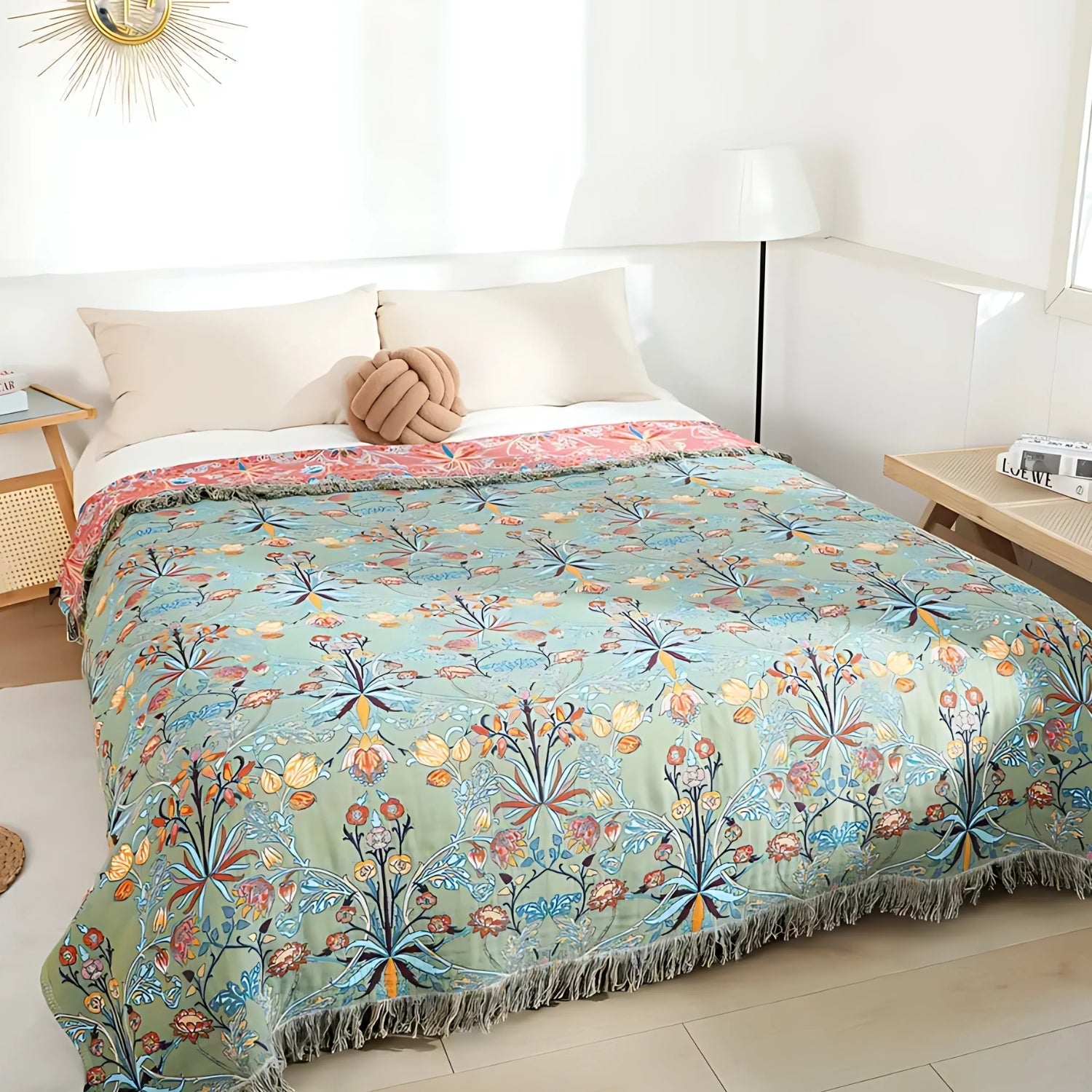 Wild Petal Reversible Cotton Throw Bedspread, Floral