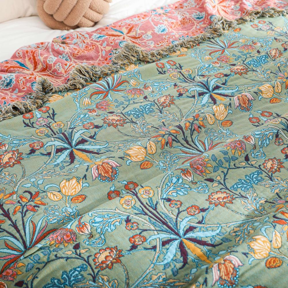 Wild Petal Reversible Cotton Throw Bedspread, Floral