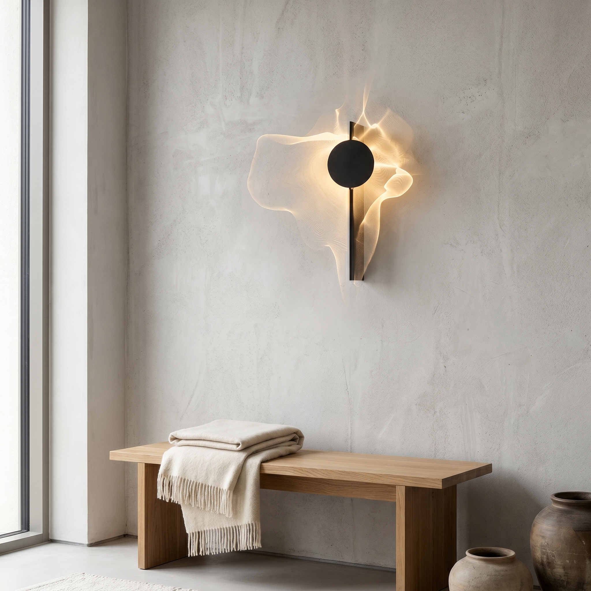 Wall Sconce, 180° Rotatable, Ripple Light, Aluminum and Stainless Steel