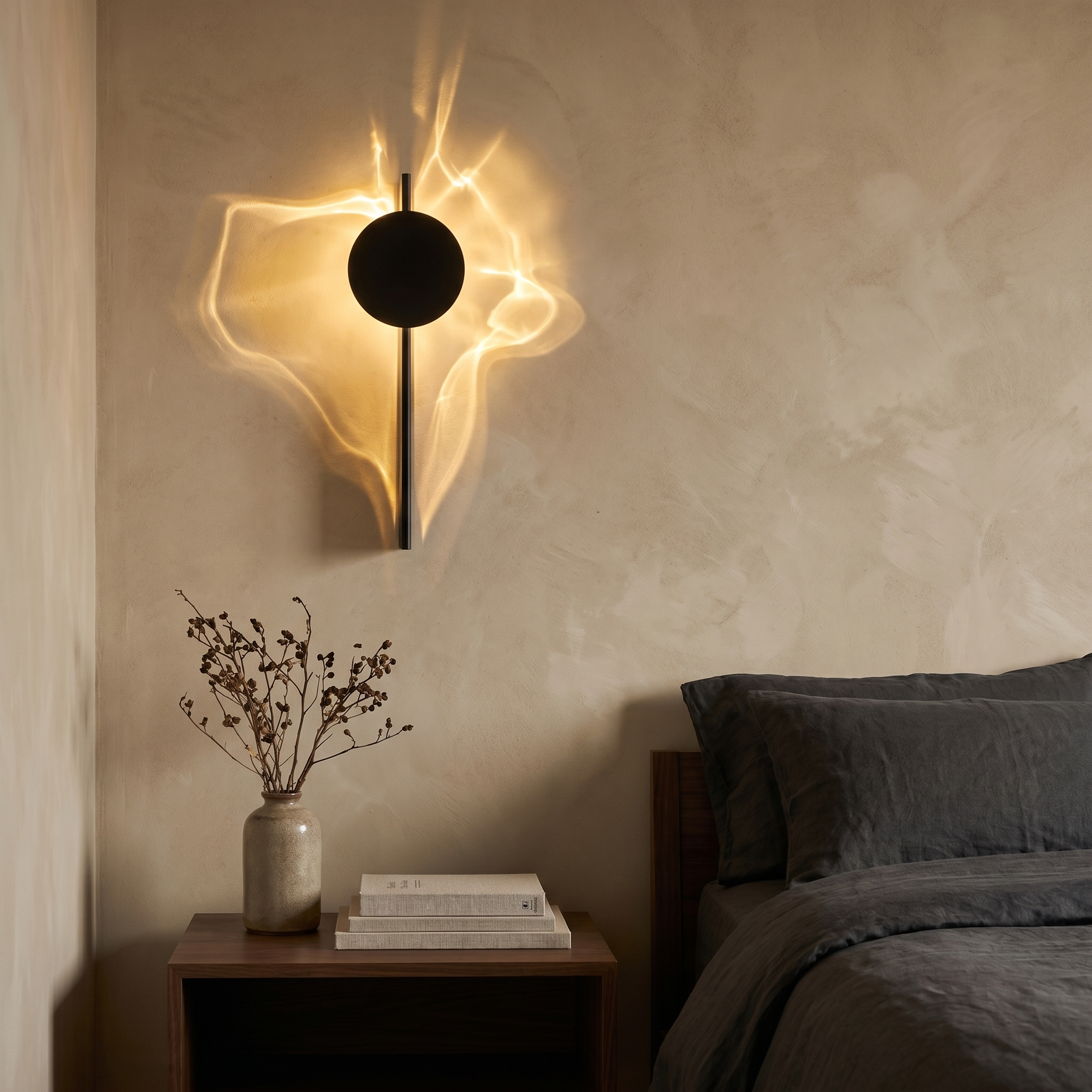 Wall Sconce, 180° Rotatable, Ripple Light, Aluminum and Stainless Steel