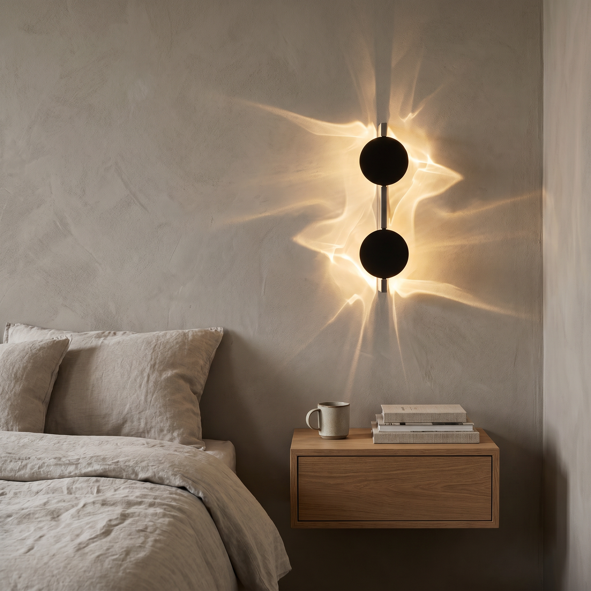 Wall Sconce, 180° Rotatable, Ripple Light, Aluminum and Stainless Steel