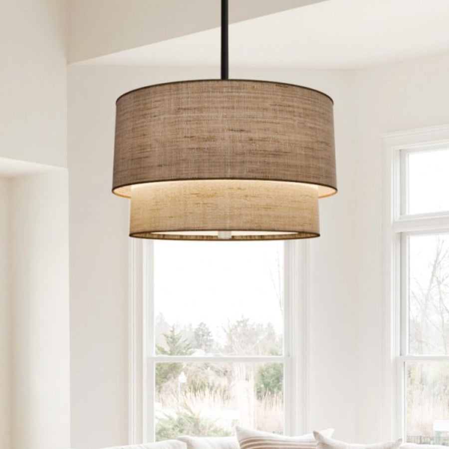 Dumora Double Fabric Drum Pendant Ceiling Light