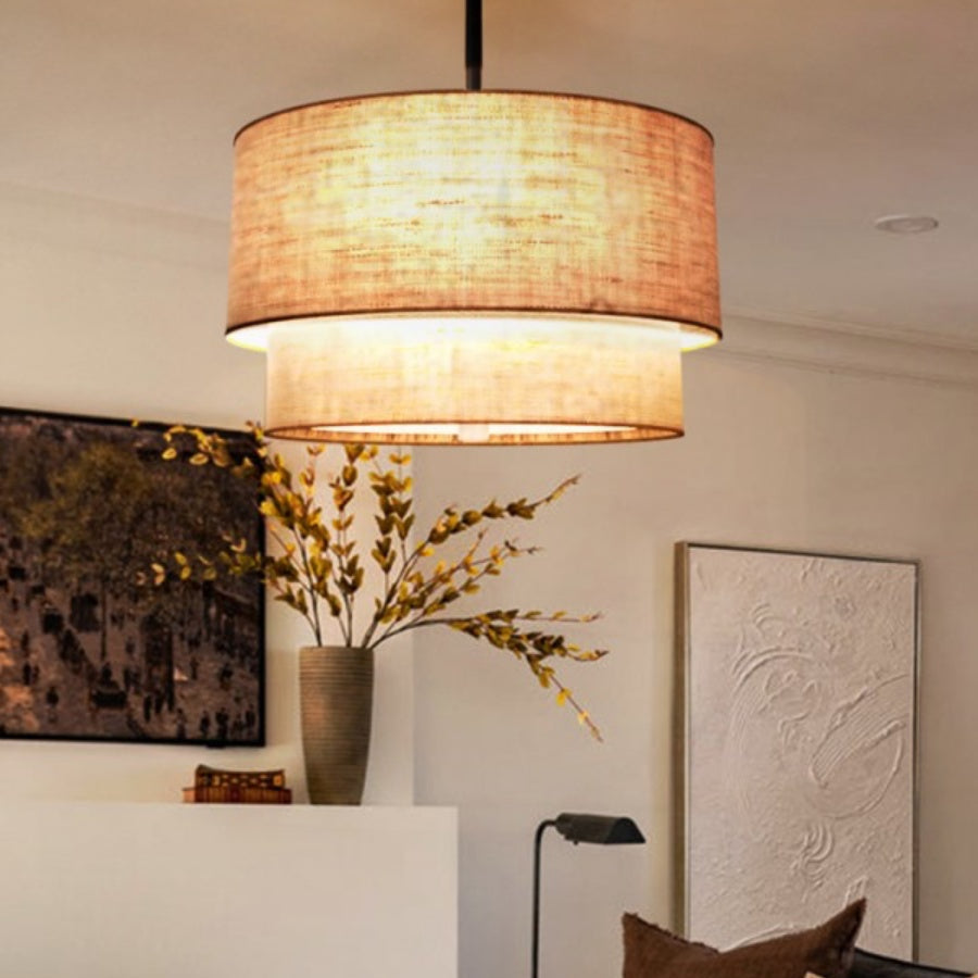 Dumora Double Fabric Drum Pendant Ceiling Light