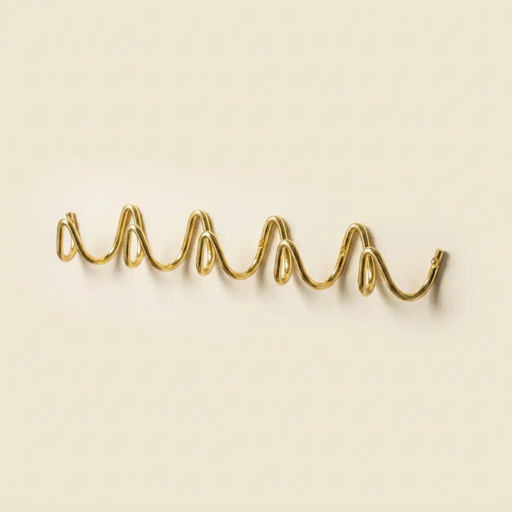 Wrought Iron Wave Wall Hook, Colour-Match Screws Included, 3 or 5 Hooks