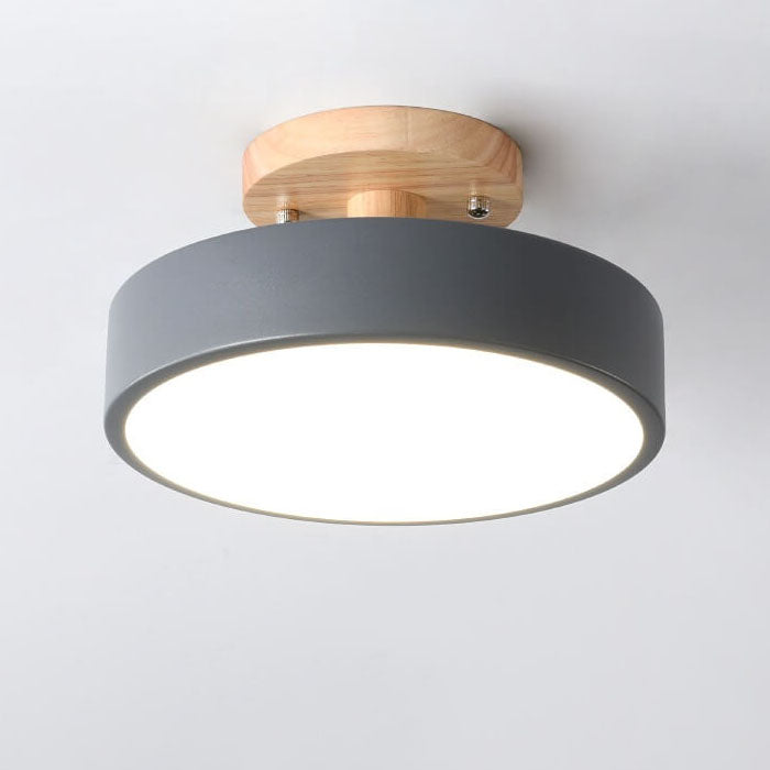 Nordic Round Semi-Flush Ceiling Light, White Light 6000K