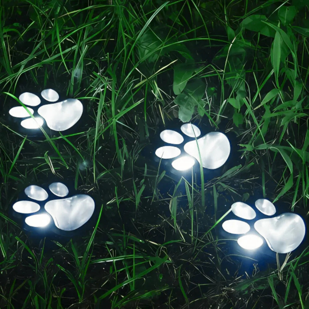 Solar Paw Print Light, 4-Pack, IP44 Waterproof, ABS and PS