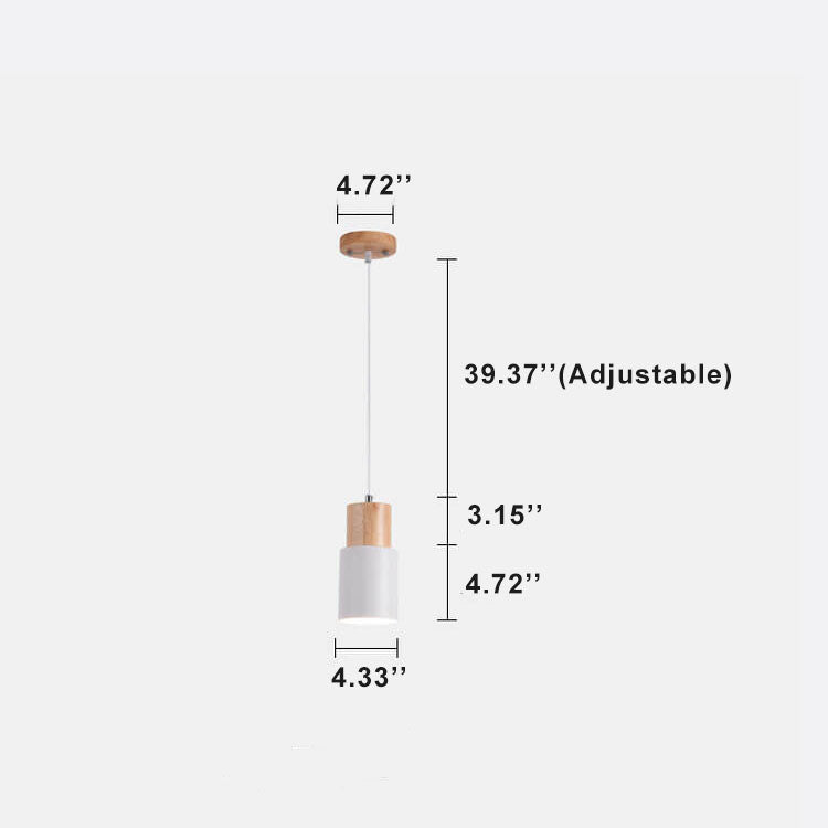 Cylinder Aluminum Pendant Light, E26, Five Colors, 120cm Cord, 100-240V
