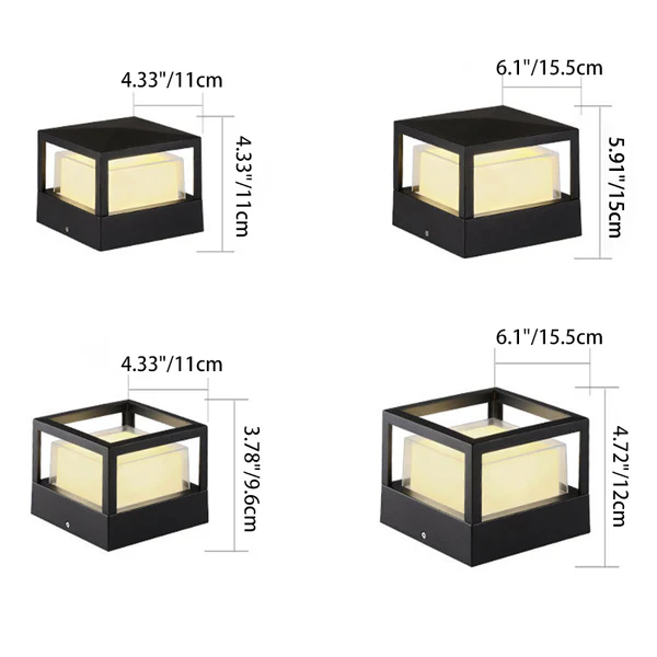 Aluminum Outdoor Lawn Light, LED, Square or Round, Small or Large, 3 Colors