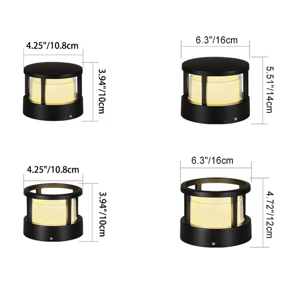 Aluminum Outdoor Lawn Light, LED, Square or Round, Small or Large, 3 Colors
