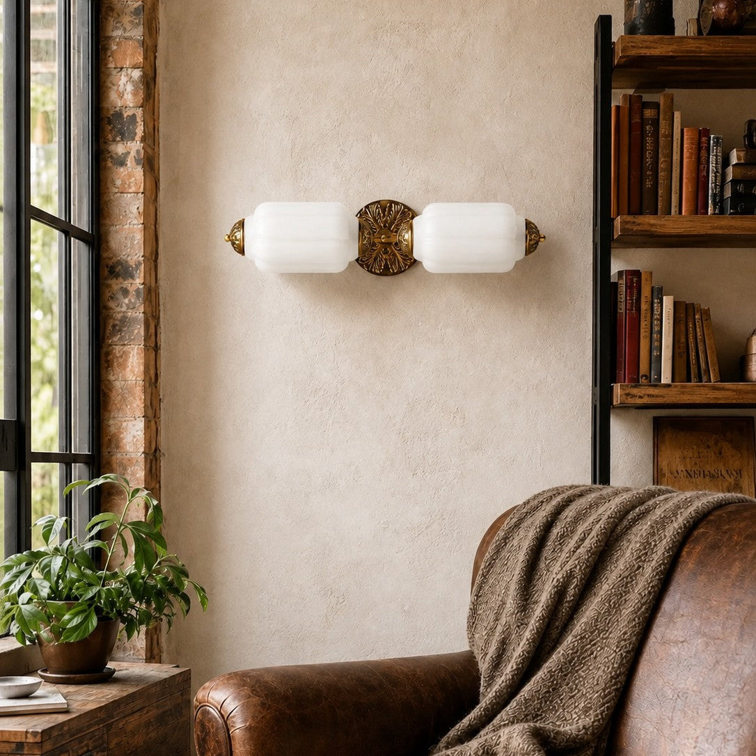 Scalloped Milk Glass Wall Sconce, Hardwired