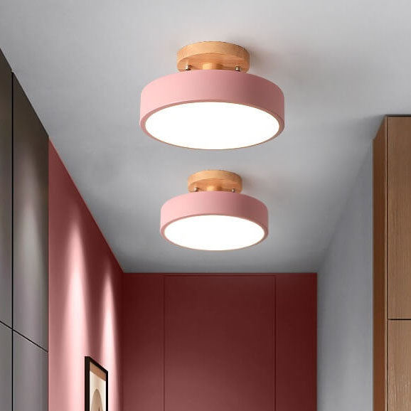 Nordic Round LED Ceiling Light, Pink Shade