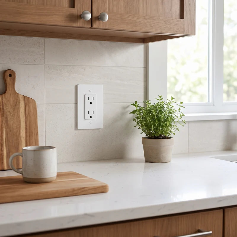 Duplex Wall Outlet, 15A, Solid Brass Panel, UL Listed