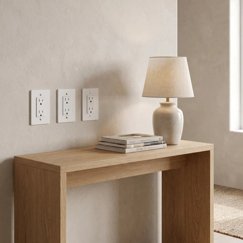Duplex Wall Outlet, 15A, Solid Brass Panel, UL Listed