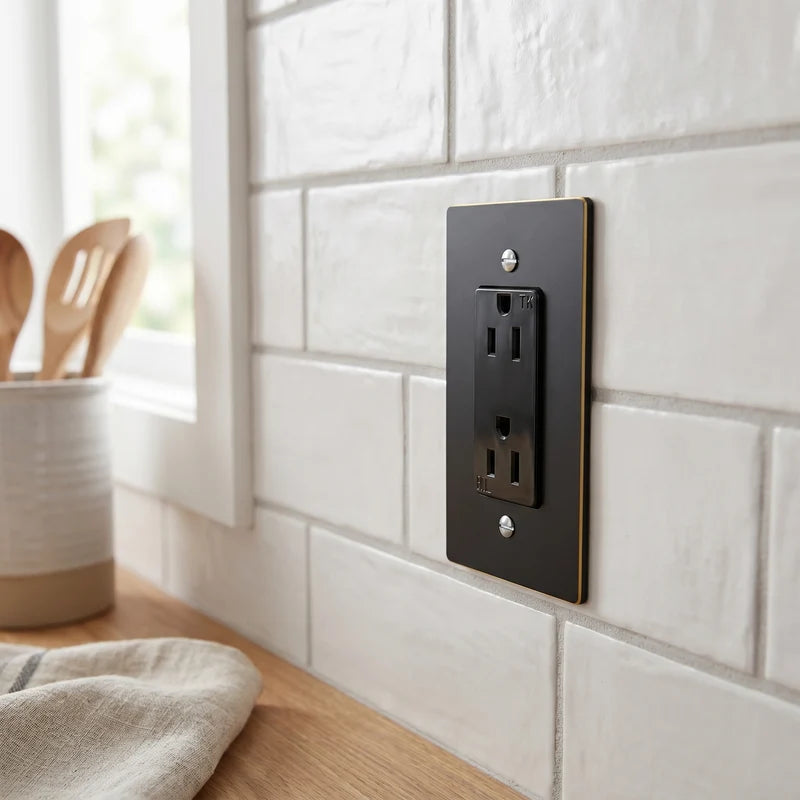 Brass Wall Socket, 15A, Retro Antique Panel