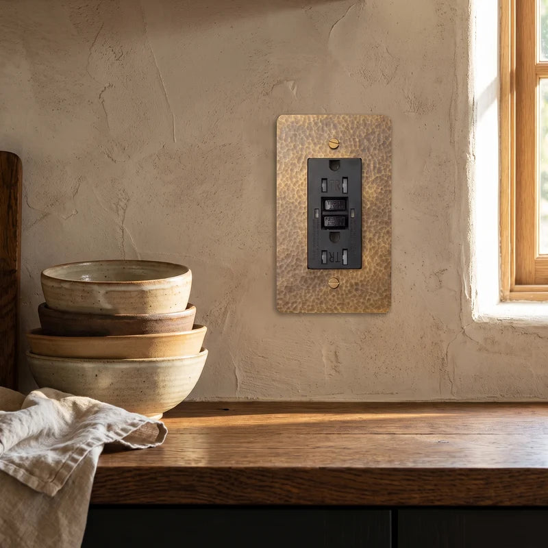 Brass Wall Socket, 15A GFCI or USB-C, Retro Panel