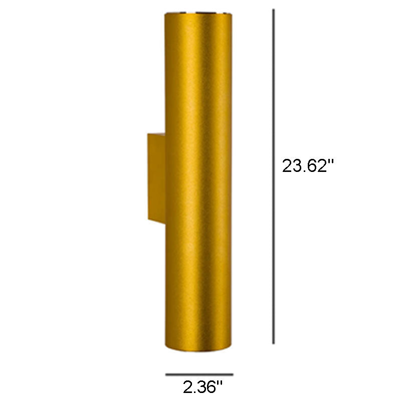 Aluminum Cylindrical Wall Sconce, COB LED, Six Sizes, Black White or Gold