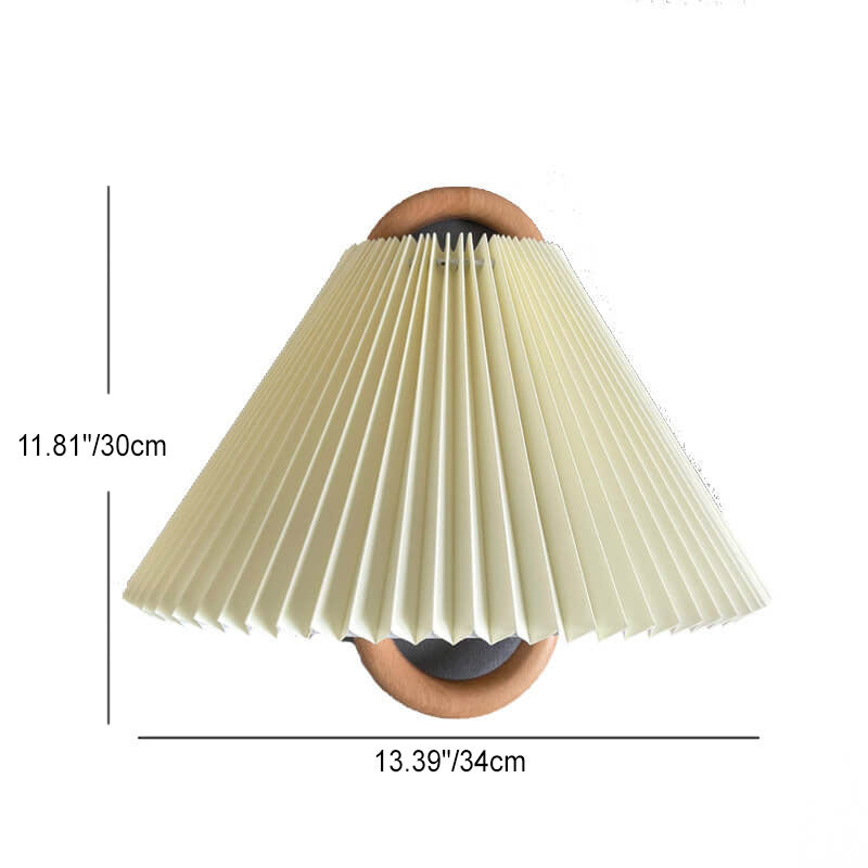 Semi-Circle Wall Sconce, Solid Wood, Fabric Shade, Plug-in or Hardwired