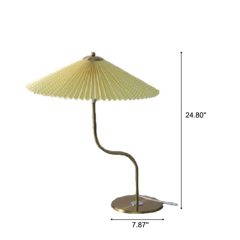 Retro Pleated Umbrella Table Lamp, Fabric Shade, Five Colors