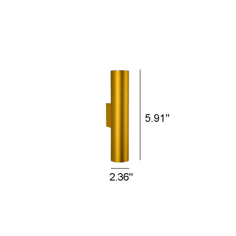 Aluminum Cylindrical Wall Sconce, COB LED, Six Sizes, Black White or Gold