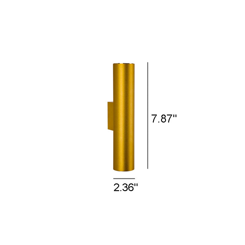 Aluminum Cylindrical Wall Sconce, COB LED, Six Sizes, Black White or Gold