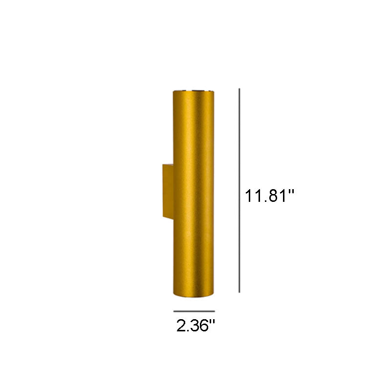 Aluminum Cylindrical Wall Sconce, COB LED, Six Sizes, Black White or Gold