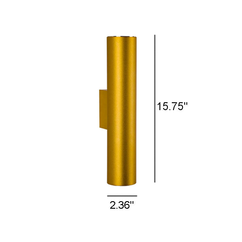 Aluminum Cylindrical Wall Sconce, COB LED, Six Sizes, Black White or Gold