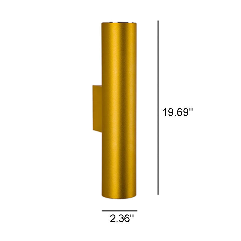 Aluminum Cylindrical Wall Sconce, COB LED, Six Sizes, Black White or Gold