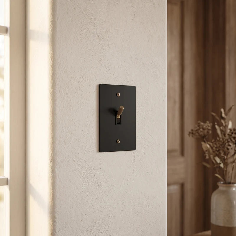 Toggle Light Switch, Cross Knurled Lever, Solid Brass Panel