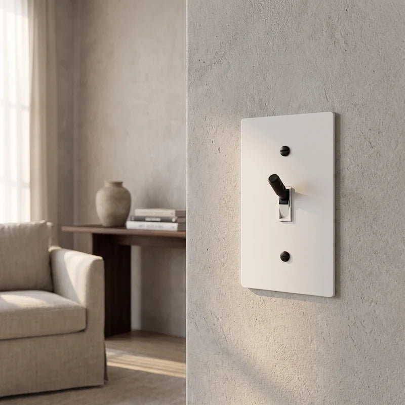Toggle Light Switch, Cross Knurled Lever, Solid Brass Panel