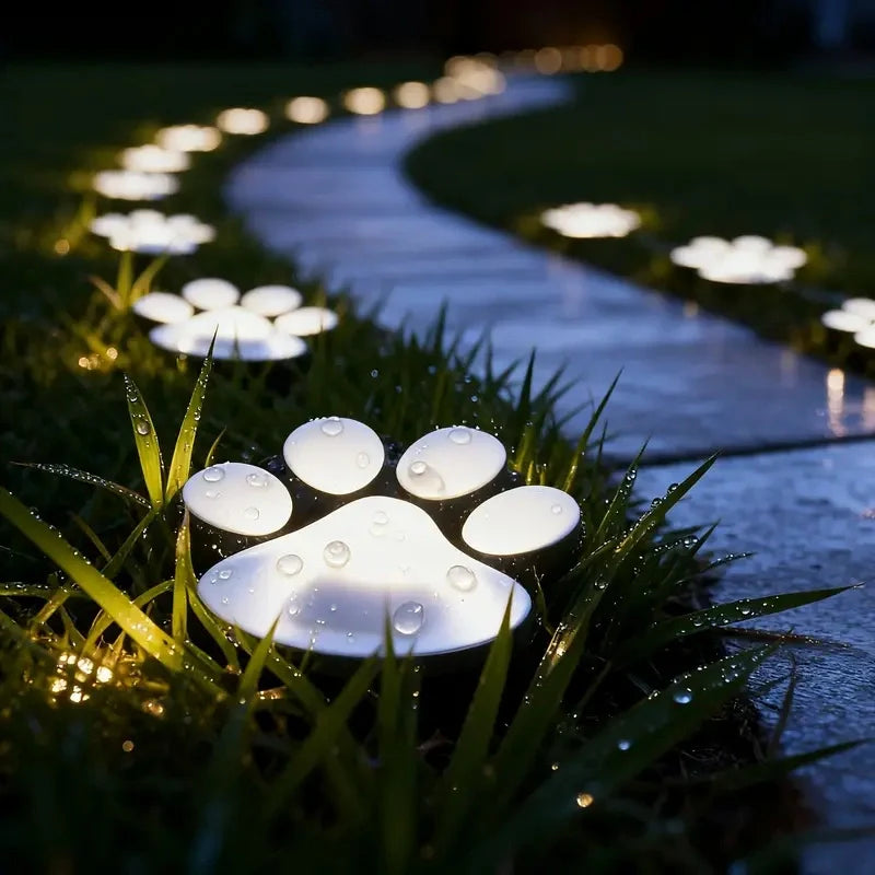 Solar Paw Print Light, 4-Pack, IP44 Waterproof, ABS and PS