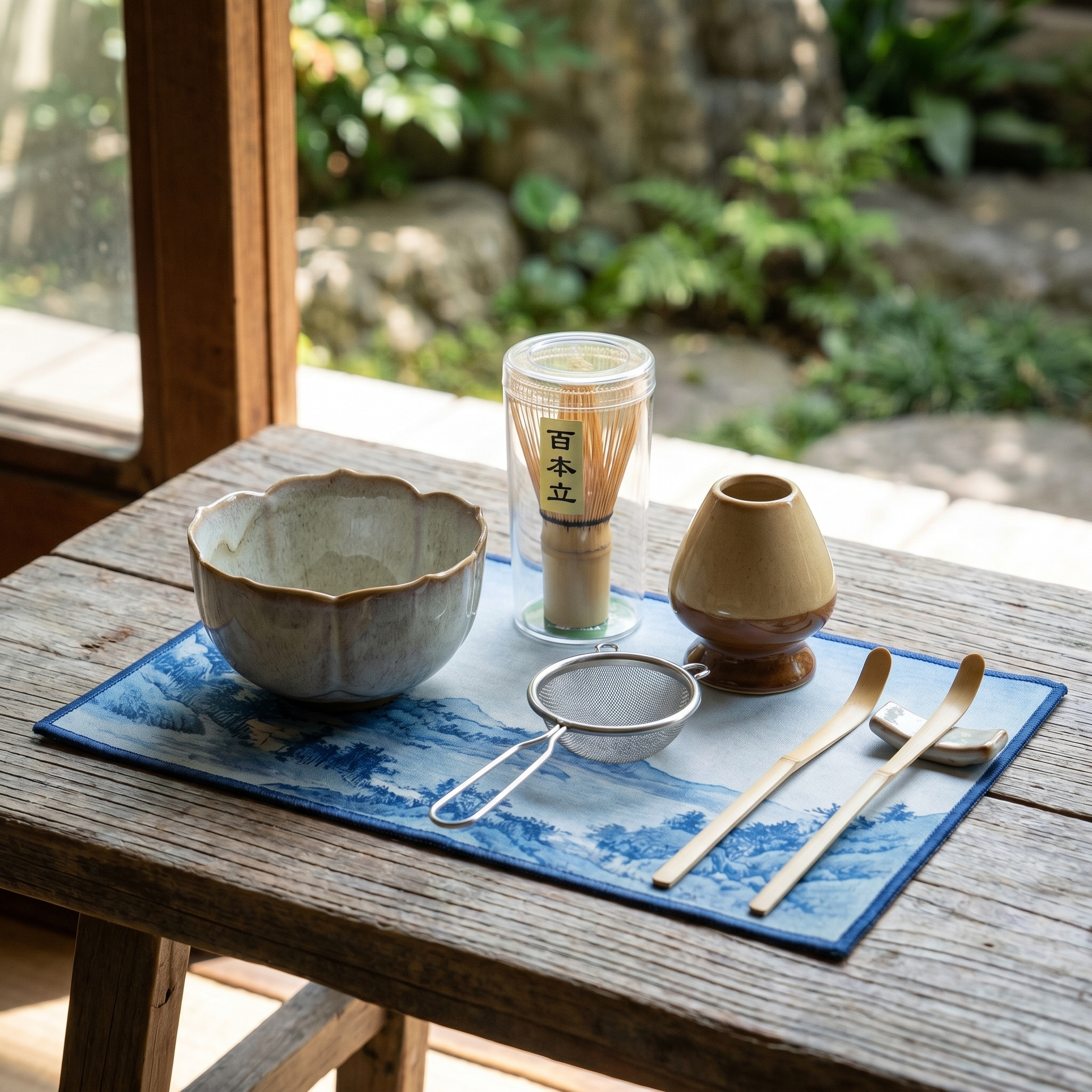 8-Piece Kiln-Glazed Matcha Set, Ceramic and Bamboo, Gift Box Included