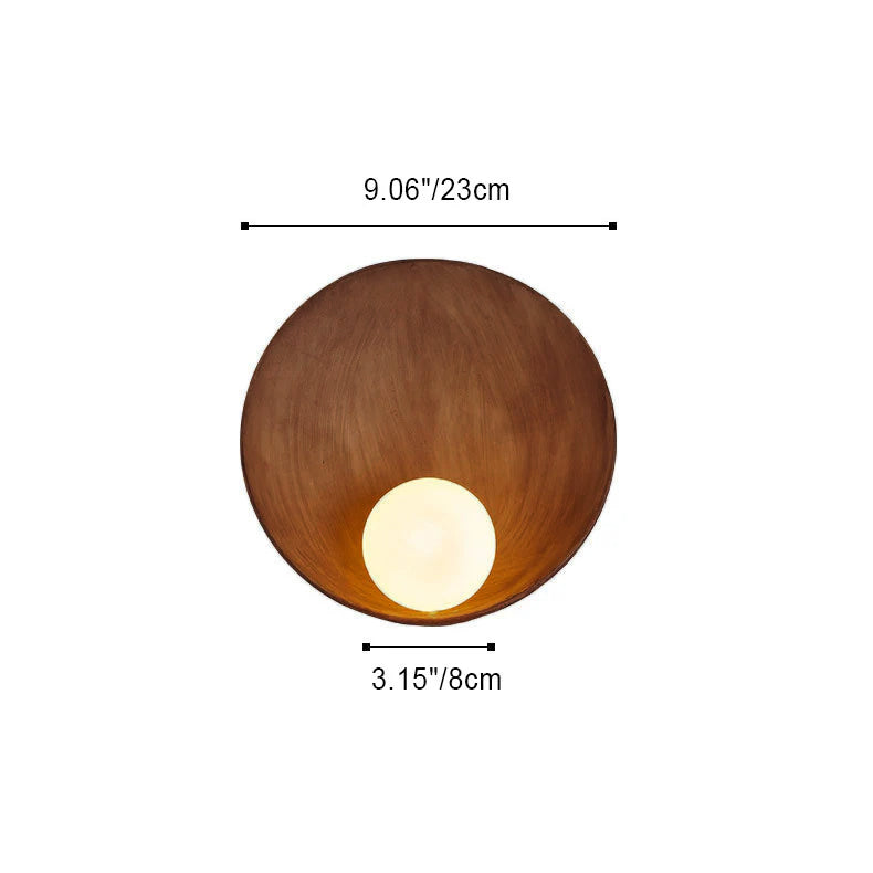 Round Iron Resin Wall Sconce, G4, White or Wood Color, 100-240V