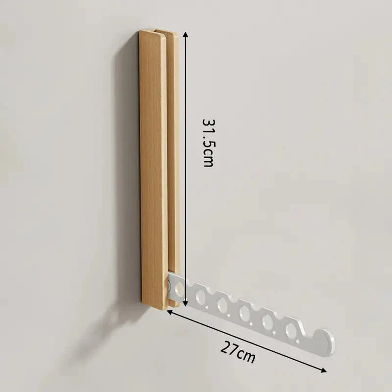 Nordic Folding Wall Mounted Clothes Rack, Solid Wood