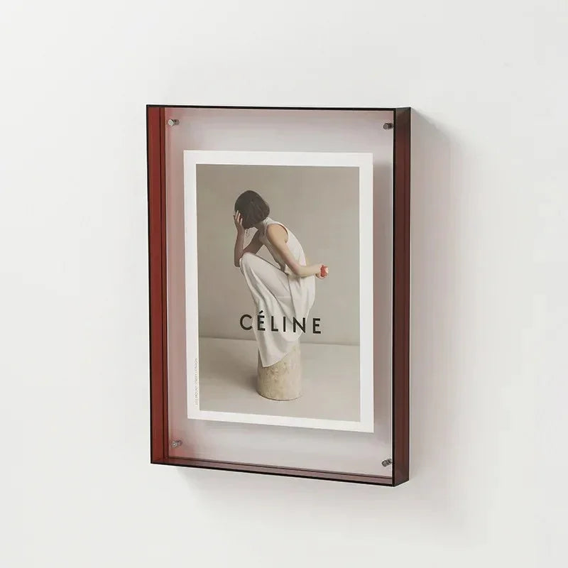 Acrylic Picture Frame, Vibrant Coloured Edge, Seven Sizes, Photo and Art