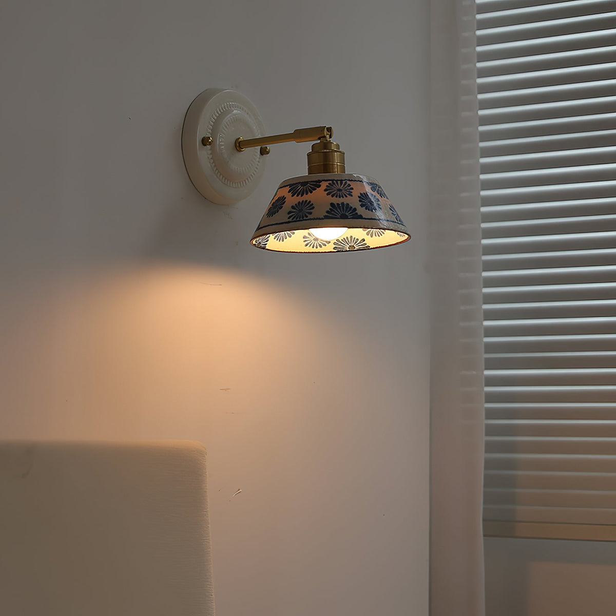 Porcelain Indigo Wall Lamp, Hand-Glazed Ceramic