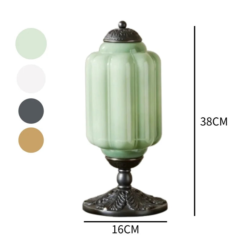 French Retro Cream Glass Table Lamp, Brass Base