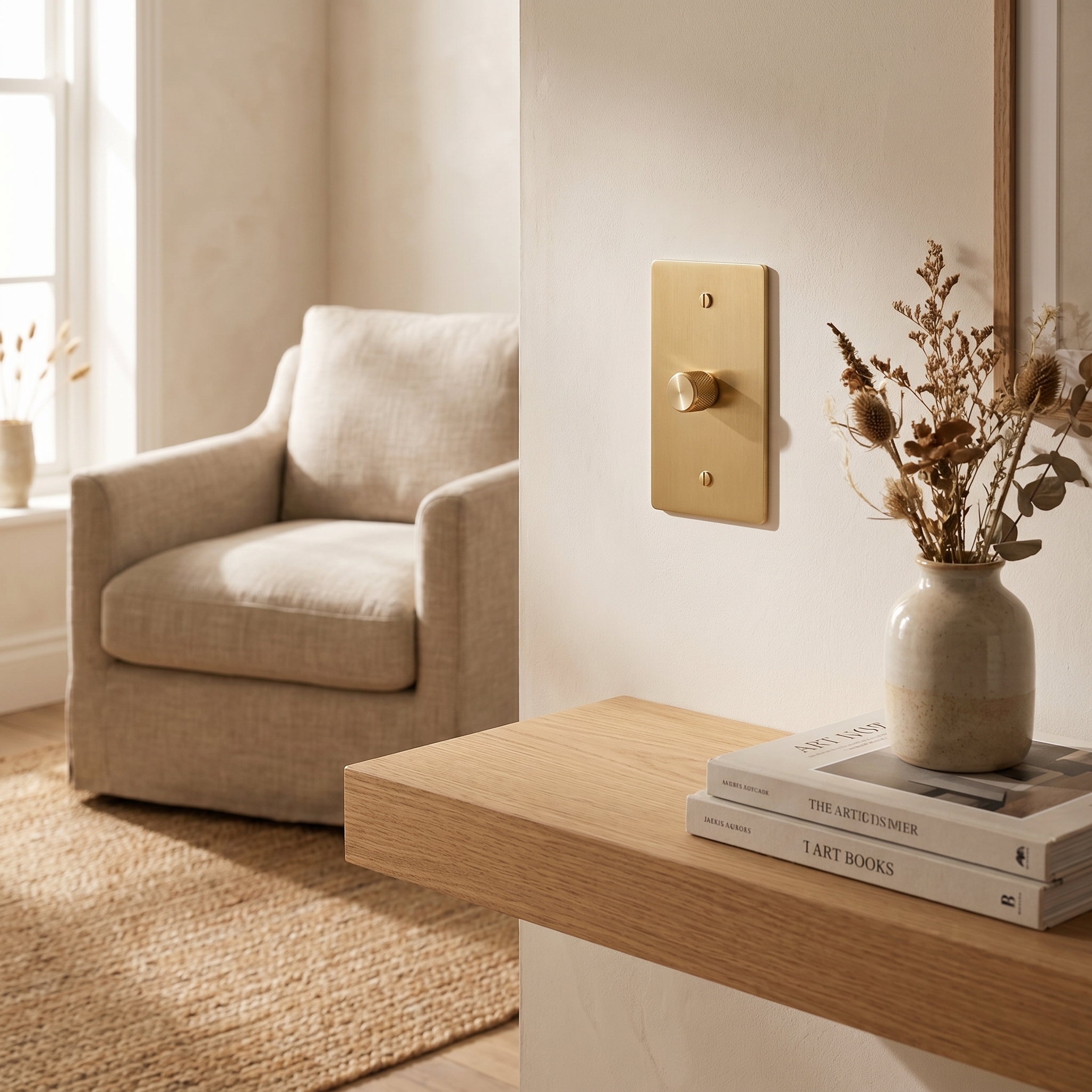 Solid Brass Rotary Dimmer Switch, 1 Gang