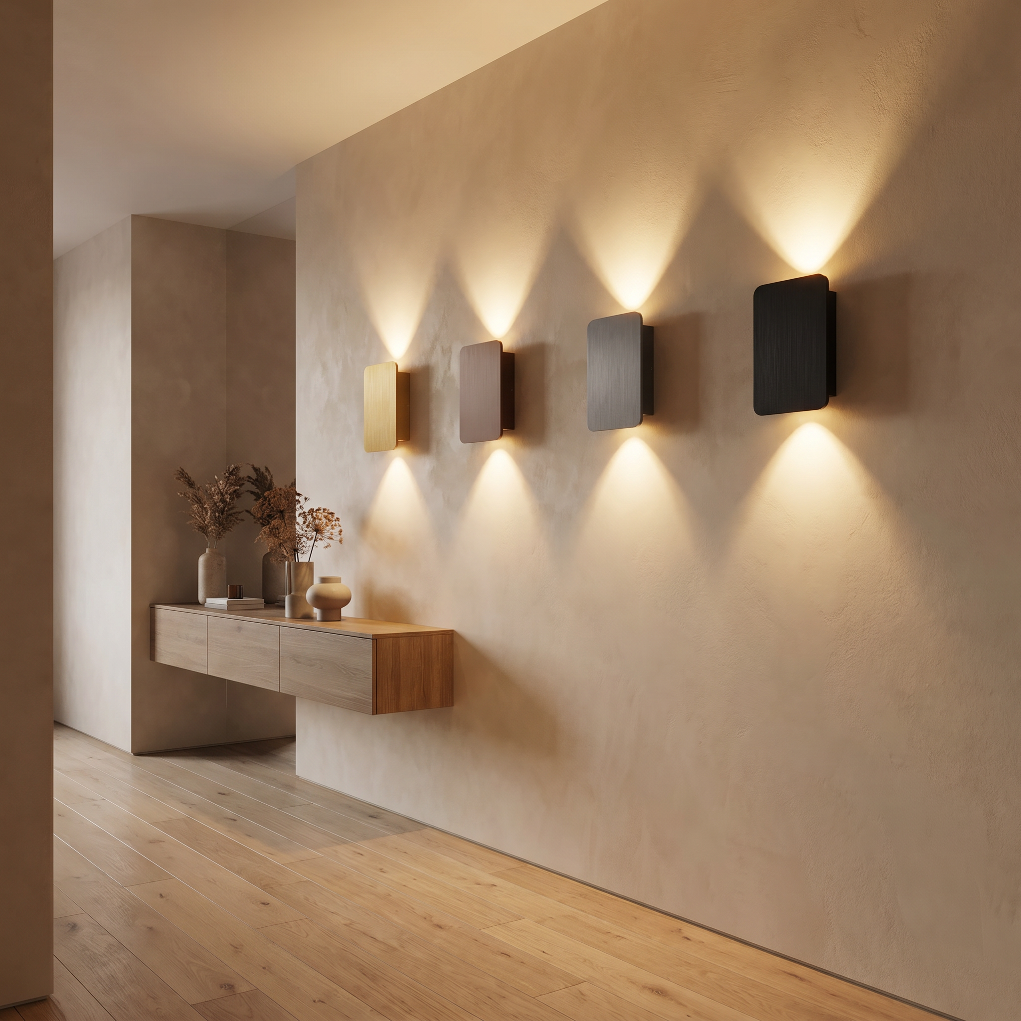 Aluminum 2-Light Wall Sconce, Flat Panel, 3000K 4000K 6000K, Four Colors
