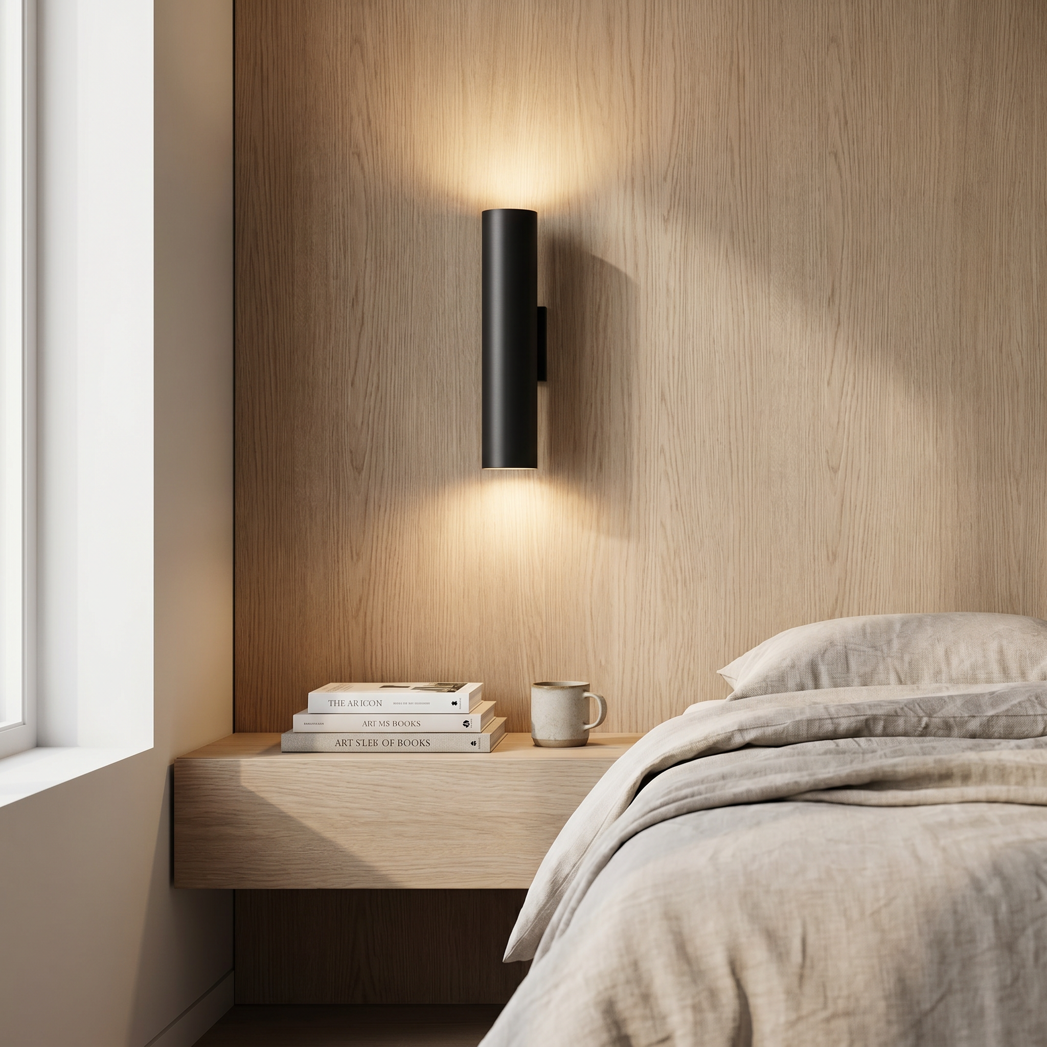 Aluminum Cylindrical Wall Sconce, COB LED, Six Sizes, Black White or Gold